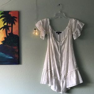 White FL&L dress w/ floral details